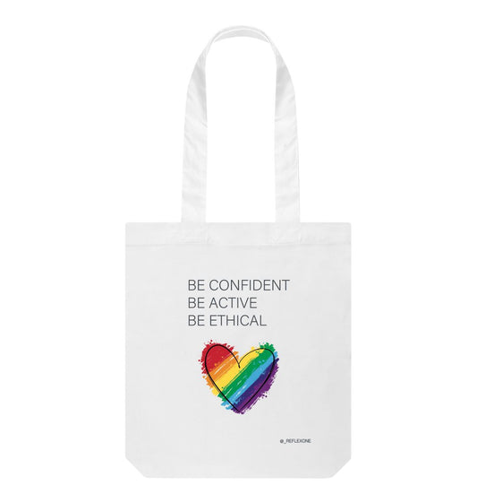 White Tote bag - be confident, be active, be ethical